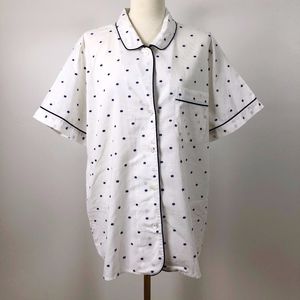 J. Crew Pajama Top White with small blue dots